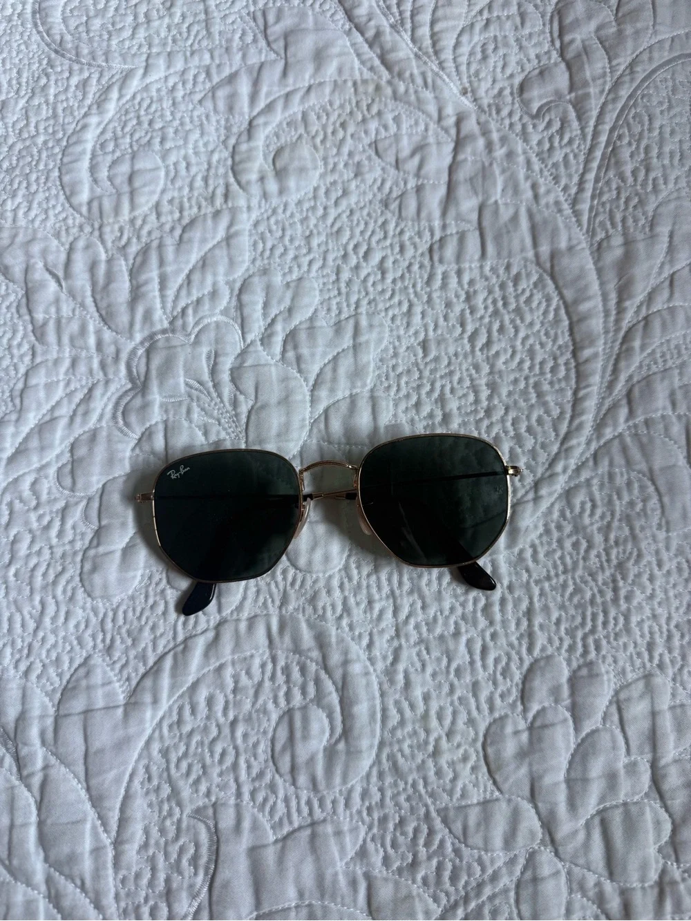 Ray-Ban Hexagonal Flat Lenses Gold G-15 Green Sunglasses